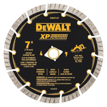 Diamond Saw Blade 8700 Max. RPM Wet/Dry by USA Dewalt Diamond Power Saw Blades