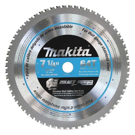 Stainless TCT Saw Blade 7 1/4" 64T by USA Makita Circular Power Saw Blades