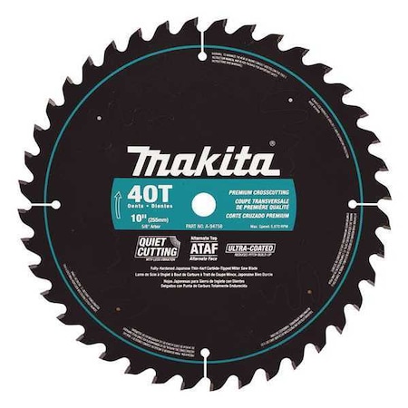 Miter Saw Blade 10" x 5/8" 40T by USA Makita Circular Power Saw Blades