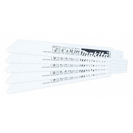 Reciprocating Saw Blade 6" 14 TPI PK5 by USA Makita Reciprocating Power Saw Blades