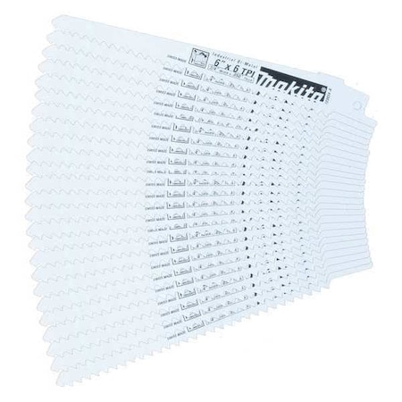 Reciprocating SawBlade 6" 6 TPI PK100 by USA Makita Reciprocating Power Saw Blades