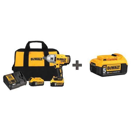 Cordless Impact Wrench 5.0Ah w/Battery by USA Dewalt Cordless Power Impact Tools
