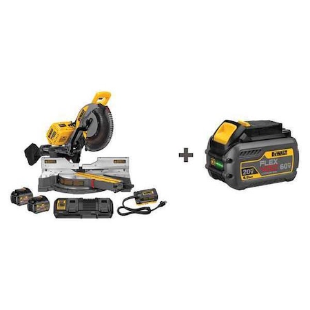 Cordless Miter Saw Kit w/Battery Type DHS790AT2/DCB606 by USA Dewalt Power Miter Saws