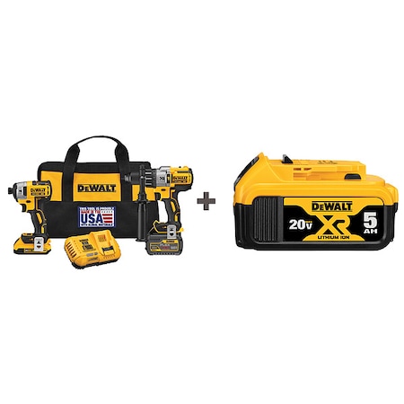 Cordless Combo Kit 20.0 V 2 Tools 3 Batt Type DCK299D1T1/DCB606 by USA Dewalt Cordless Power Tool Combination Kits