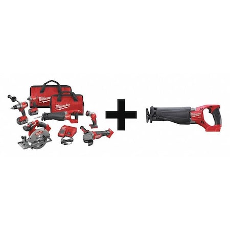 Cordless Combo Kit 18.0 V 7 Tools 2 Batt Type 2896 26 2720 20 by USA Milwaukee Cordless Power Tool Combination Kits