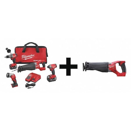 Cordless Combo Kit 18.0 V 5 Tools 2 Batt Type 2896 24 2720 20 by USA Milwaukee Cordless Power Tool Combination Kits