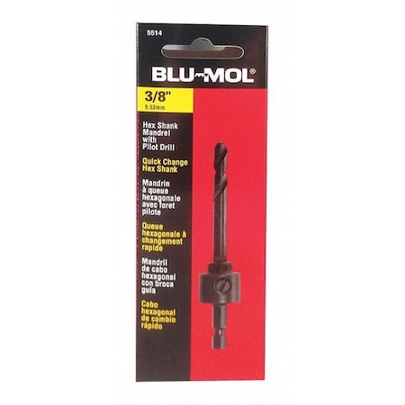 Hole Saw Mandrel Shank 3/8" 9/16 by USA Blu Mol Hole Saw Accessories