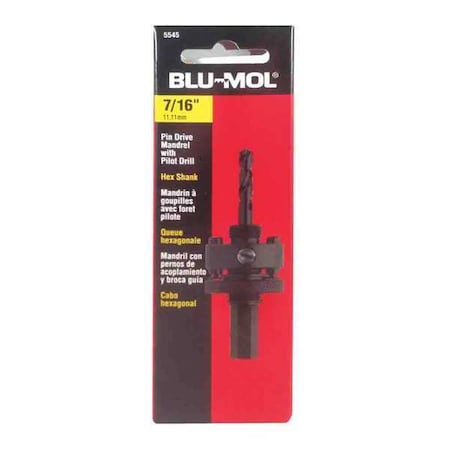 Hole Saw Mandrel Shank 7/16" 1 1/4" 6 by USA Blu Mol Hole Saw Accessories