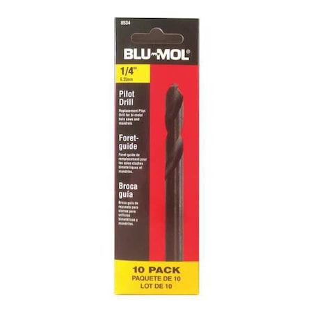 Pilot Drill 3 1/4" x 1/4" HSS PK10 by USA Blu Mol Hole Saw Accessories