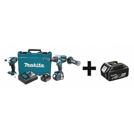 Cordless Combo Kit 18.0 V 2 Tools 2 Batt Type XT252MB & BL1840 by USA Makita Cordless Power Tool Combination Kits