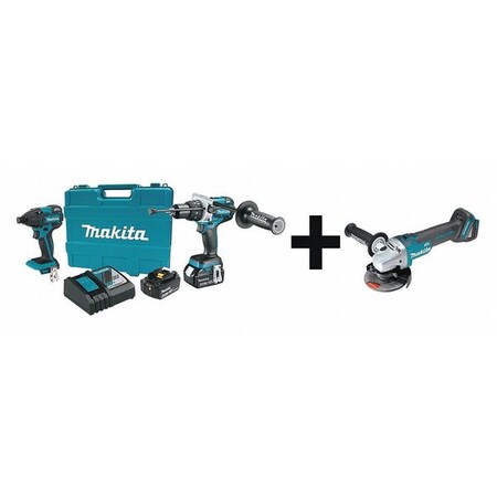 Cordless Combo Kit 18.0 V 3 Tools 2 Batt Type XT257MB & XAG03Z by USA Makita Cordless Power Tool Combination Kits