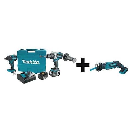 Cordless Combo Kit 18.0 V 3 Tools 2 Batt Type XT257MB & XRJ01Z by USA Makita Cordless Power Tool Combination Kits