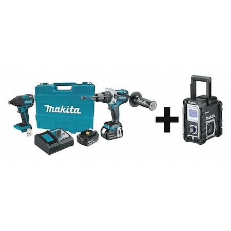 Cordless Combo Kit 18.0 V 3 Tools 2 Batt Type XT257MB & XRM04B by USA Makita Cordless Power Tool Combination Kits