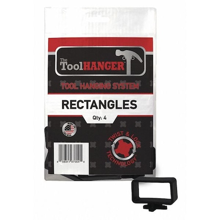 Rectangle Hanger Black 5 lb. Cap. PK4 by USA Toolhanger Tool Hangers