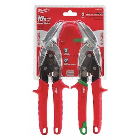 Aviation Snip Set 2 pcs. Overall 10" L by USA Milwaukee Metal Cutting Snips & Sheet Metal Tools