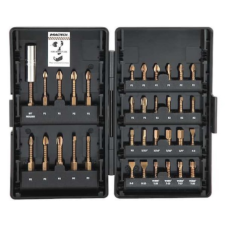Screwdriver Bit Set 34 Pieces 1/4" Shank by USA Vega Screwdriver Impact Bits