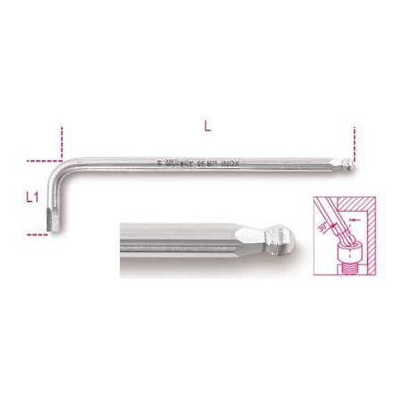 Ball End Hex Key Tip Size 7/32 in. by USA Beta Hex Keys
