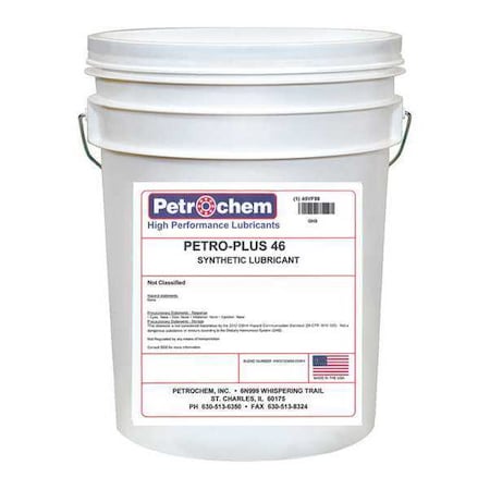 Compressor Oil 5 gal. Pail Synthetic Oil Type PETRO PLUS 46 005 by USA Petrochem Air Compressor Oil