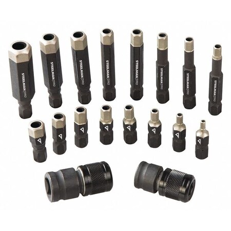 Screwdriver Bit Set 18 Pieces 3/8" Shank by USA Steelman Impact Wrench Accessories