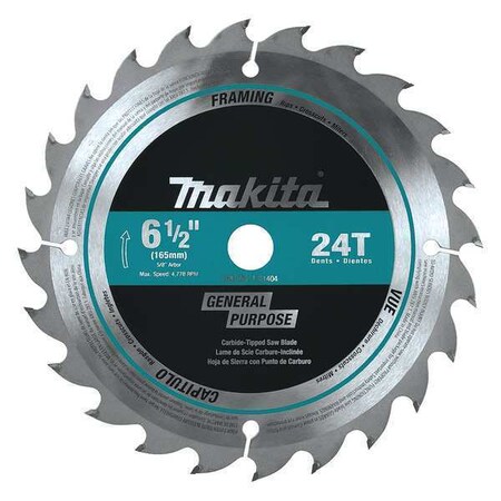 Carbide Tipped Saw Blade 6 1/2" 24T by USA Makita Circular Power Saw Blades