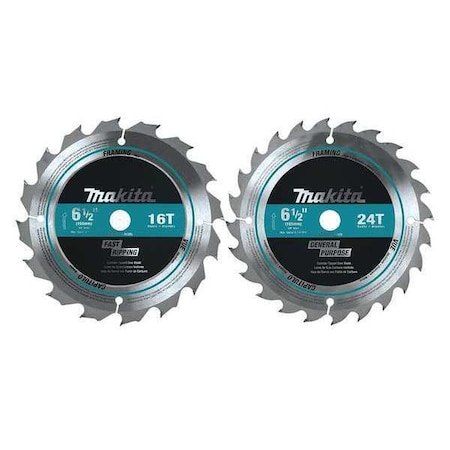 Carbide Tipped Saw Blade Set 2Pc. 6 1/2 by USA Makita Circular Power Saw Blades