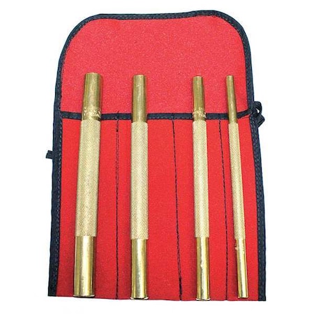 Pin Punch Set Length 8 In Brass 4PC by USA Keysco Hand Held Punches