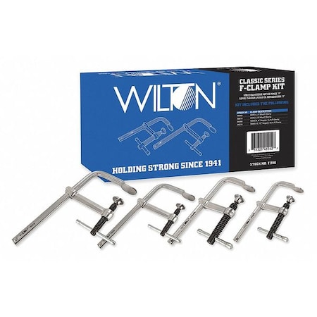 4 Piece F Clamp Kit 4" 2x 8" & 12 by USA Wilton Bar & Pipe Clamps