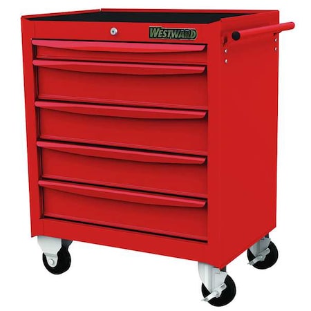 Roller Cabinet 5 Drawers Red 55 lb. by USA Westward Rolling & Combination Cabinets & Carts