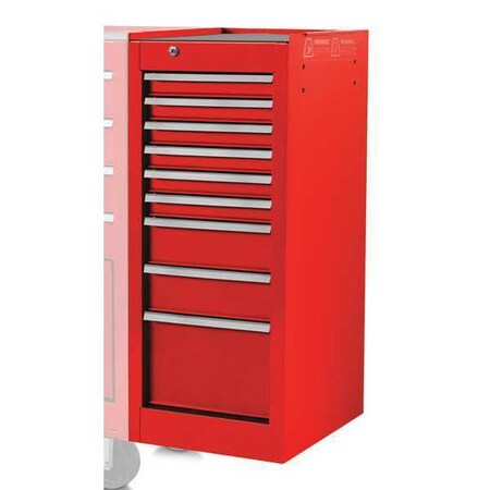 Side Cabinet Red 15 in. W 9 Drawers by USA Proto Tool Chest & Side Cabinets
