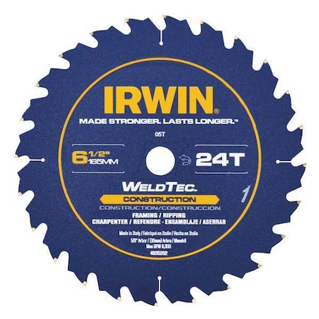 Circular Saw Blade 13800 RPM 24 Teeth by USA Irwin Circular Power Saw Blades