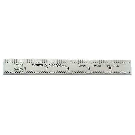 Ruler Steel 6 Type 599 314 605 by USA Brown & Sharpe Rulers & Straight Edges