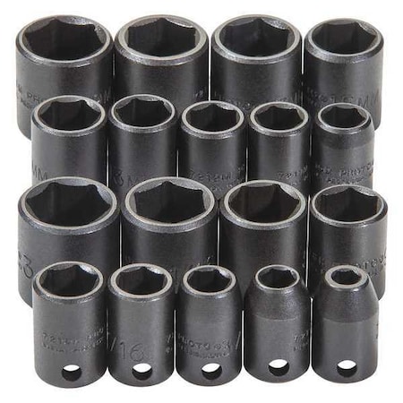 Impact Socket Set 3/8" Drive 18 pcs. by USA Proto Socket Sets