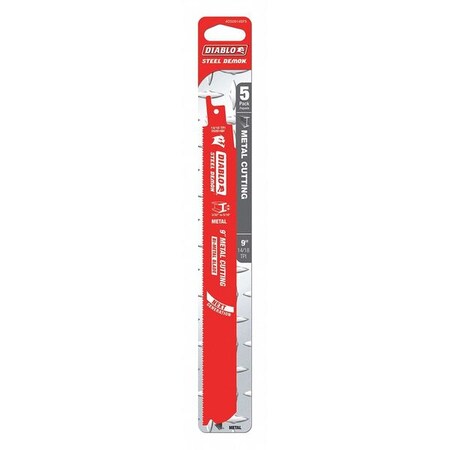 Blade 9"Lx 1" H 14/18 Teeth Per Inch PK5 by USA Diablo Reciprocating Power Saw Blades