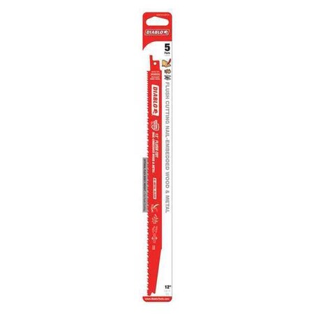Blade 12"L x1"H 10/14 Teeth Per Inch PK5 by USA Diablo Reciprocating Power Saw Blades