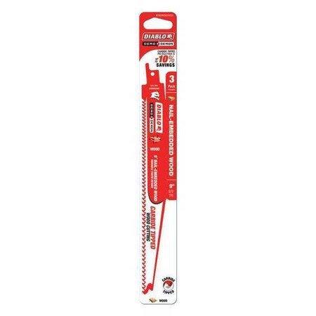 Saw Blade 9"Lx 1"H 6/9 Teeth Per In. PK3 by USA Diablo Reciprocating Power Saw Blades