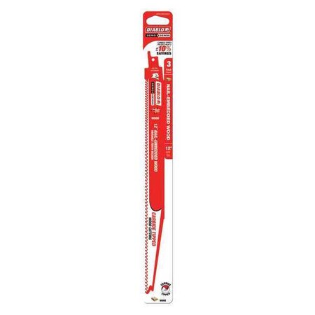 Saw Blade 12"Lx1"H 6/9 Teeth Per In. PK3 by USA Diablo Reciprocating Power Saw Blades