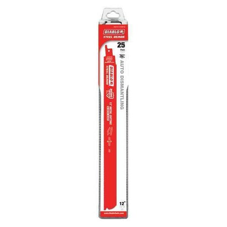 Blade 12"L x1"H 14/18 Teeth Per In. PK25 by USA Diablo Reciprocating Power Saw Blades
