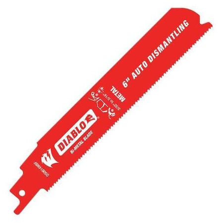 Blade 6" Lx1"H 14/18 Teeth Per In. PK200 by USA Diablo Reciprocating Power Saw Blades
