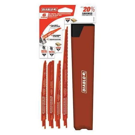Saw Blade Set 6" L and 9" L x 1" H by USA Diablo Reciprocating Power Saw Blades