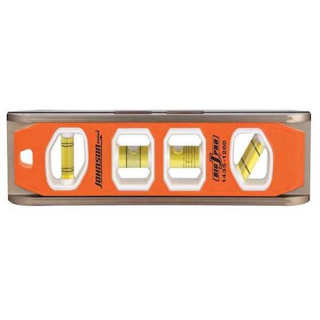 Torpedo Level Aluminum 12"L 4 Vials by USA Johnson Box I Beam & Torpedo Levels