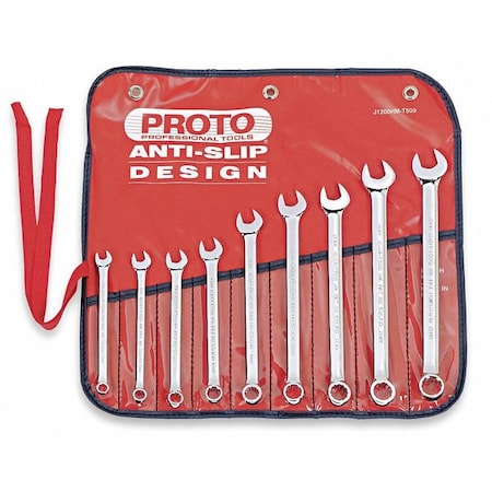 Combo Wrench Set Antislip 7 15mm 9 Pc Type J1200HM T500 by USA Proto Combination Wrench Sets