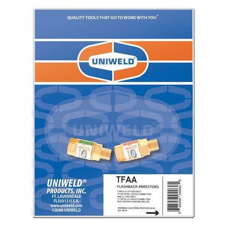 Flashback Arrestor Torch Oxy/Fuel Type TFAA by USA Uniweld Specialty Welding Accessories