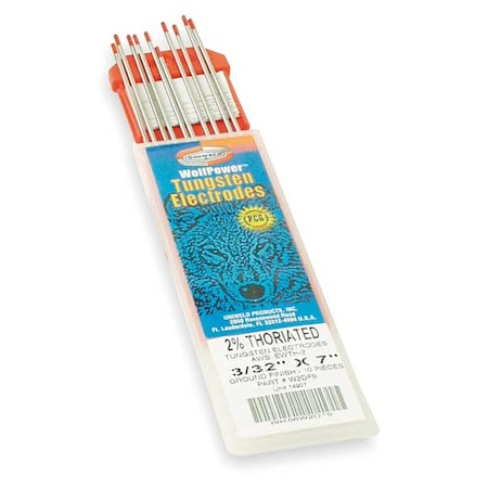 7" Heliarc Tungsten Electrode 3/32" Dia. PK10 Type W2DF9 by USA Uniweld Arc Welding Filler Rods
