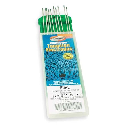 7" Heliarc Tungsten Electrode 1/16" Dia. PK10 Type WEDD9 by USA Uniweld Arc Welding Filler Rods