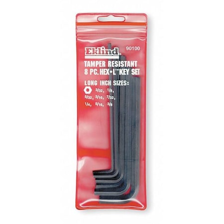 Tamper Resistant Hex Key Set Pieces 8 Type 90100 by USA Eklind Hex Key Sets