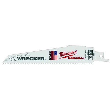 6" L Bi Metal Reciprocating Saw Blade 5 pk. Type 48 00 5701 by USA Milwaukee Reciprocating Power Saw Blades