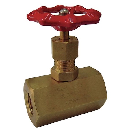 Needle Valve 1/2 In NPT 500 psi Brass by USA Value Brand Pneumatic Flow Control Valves
