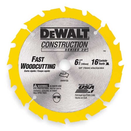 Crclr Saw Bld Crbde 6 1/2 In 18 Teeth Type DW9155 by USA Dewalt Circular Power Saw Blades