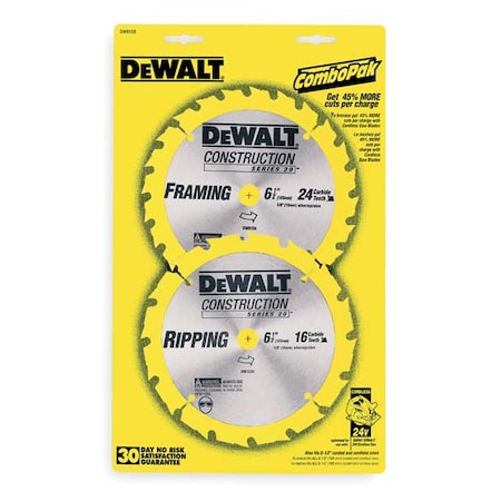 Circular Saw Bld Carbde 6 1/2 InDia PK2 by USA Dewalt Circular Power Saw Blades