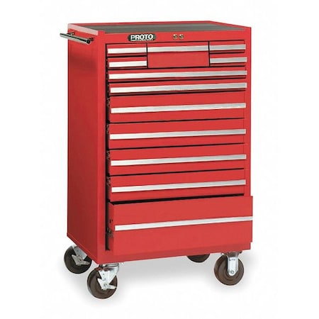 27" Rolling Cabinet 1 Shelf 12 Drawers Red by USA Proto Tool Chest & Side Cabinets